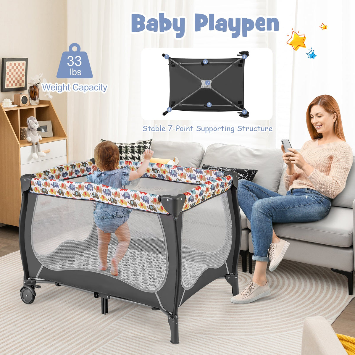 4 in 1 Portable Baby Nursery Center with Net and Music Box