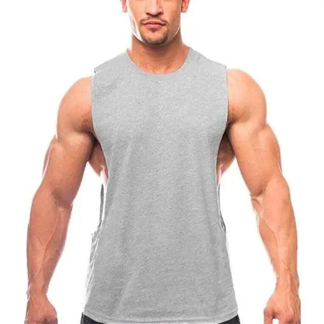 New Sport Plain Shirts For Men Bodybuilding Singlet Gyms Shirts Sleeveless Shirt Blank Fitness Clothing Sportwear Muscle Vest Men's Fitness T-Shirt Round Neck Sleeveless Vest Stretch Solid Color Fitness Sports Shirts