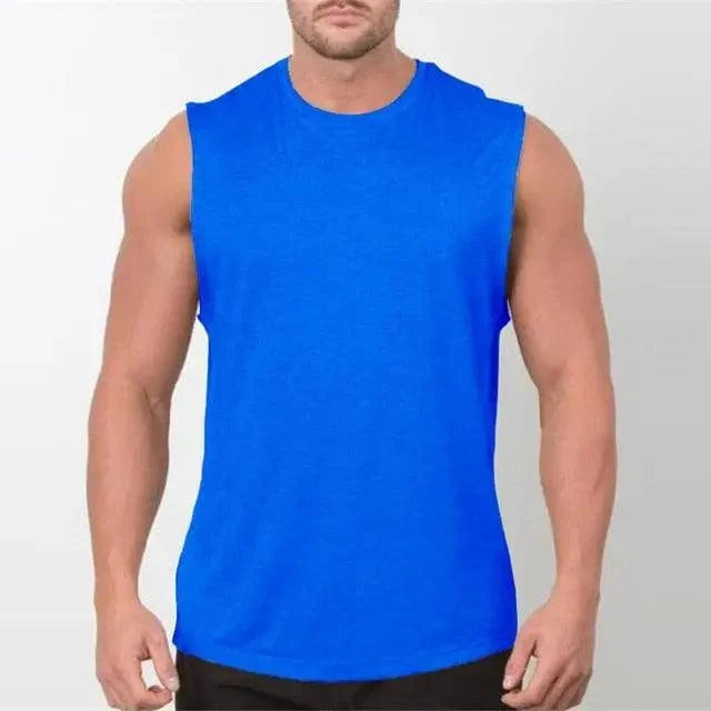 New Sport Plain Shirts For Men Bodybuilding Singlet Gyms Shirts Sleeveless Shirt Blank Fitness Clothing Sportwear Muscle Vest Men's Fitness T-Shirt Round Neck Sleeveless Vest Stretch Solid Color Fitness Sports Shirts